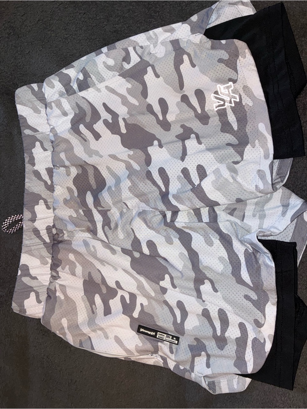 YLA Gray Camo Athletic Shorts with Built-In Liner